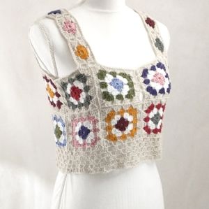 💥Trendy Granny Crop Too Handmade Summer Knit Boho